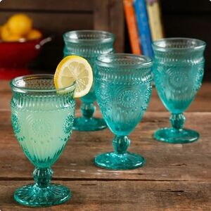 Pioneer Woman Adeline Teal 12oz Goblets
